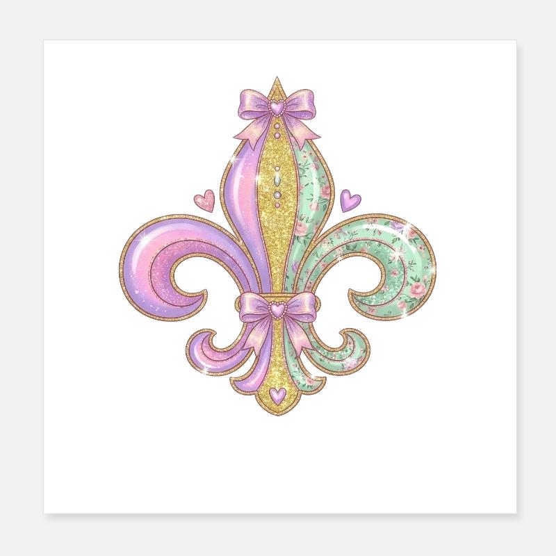 Pastell Glitzer Fleurdelis Poster 20x20 cm