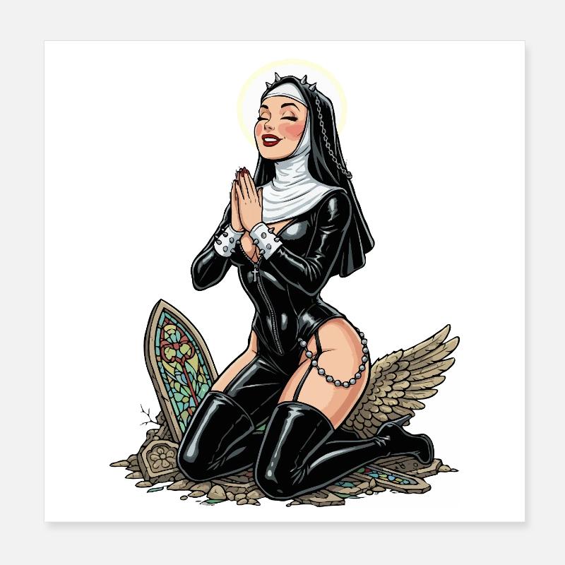 Sainte nonne à genoux Poster 20 x 20 cm