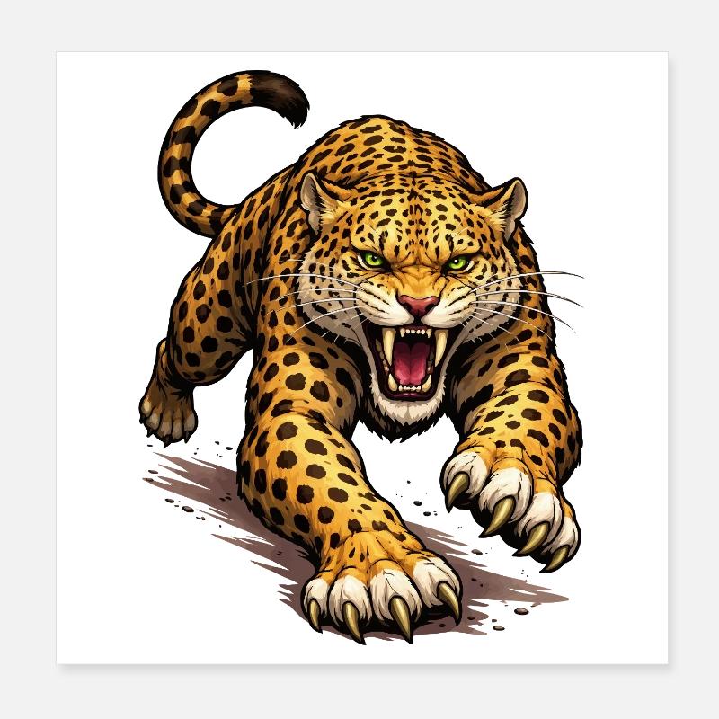 Leopard Animal Comic Poster 20x20 cm