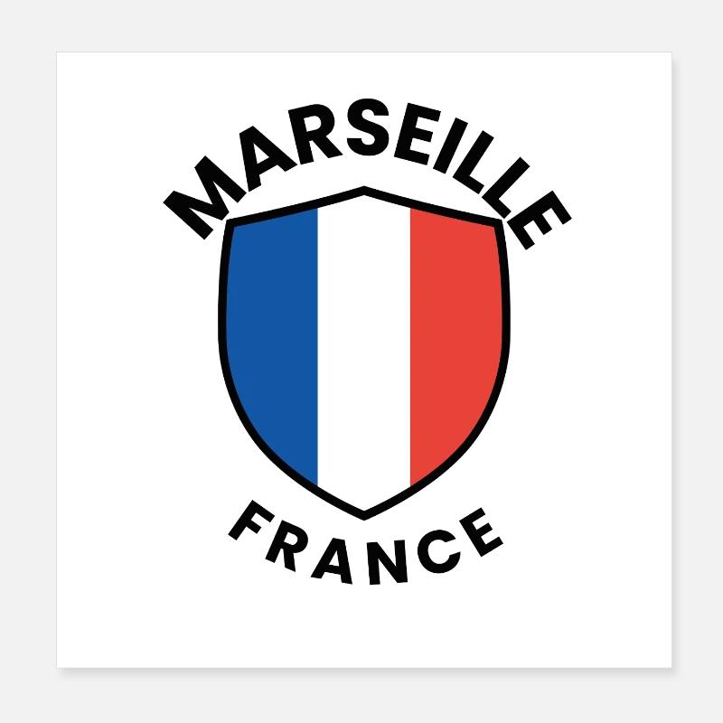 Marseille-Flaggenschild Poster 20x20 cm