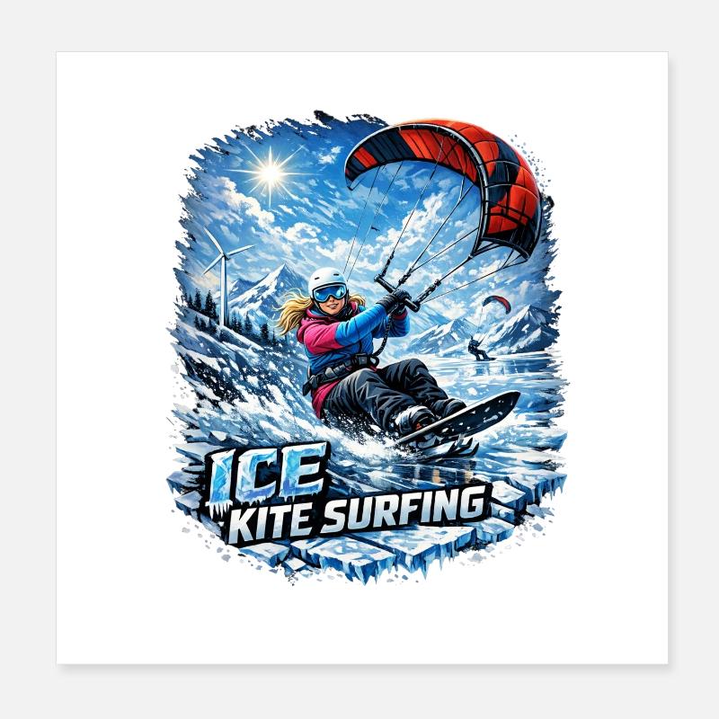 FILLE SKIFEUR DE KITE-SURF D’HIVER Poster 20 x 20 cm