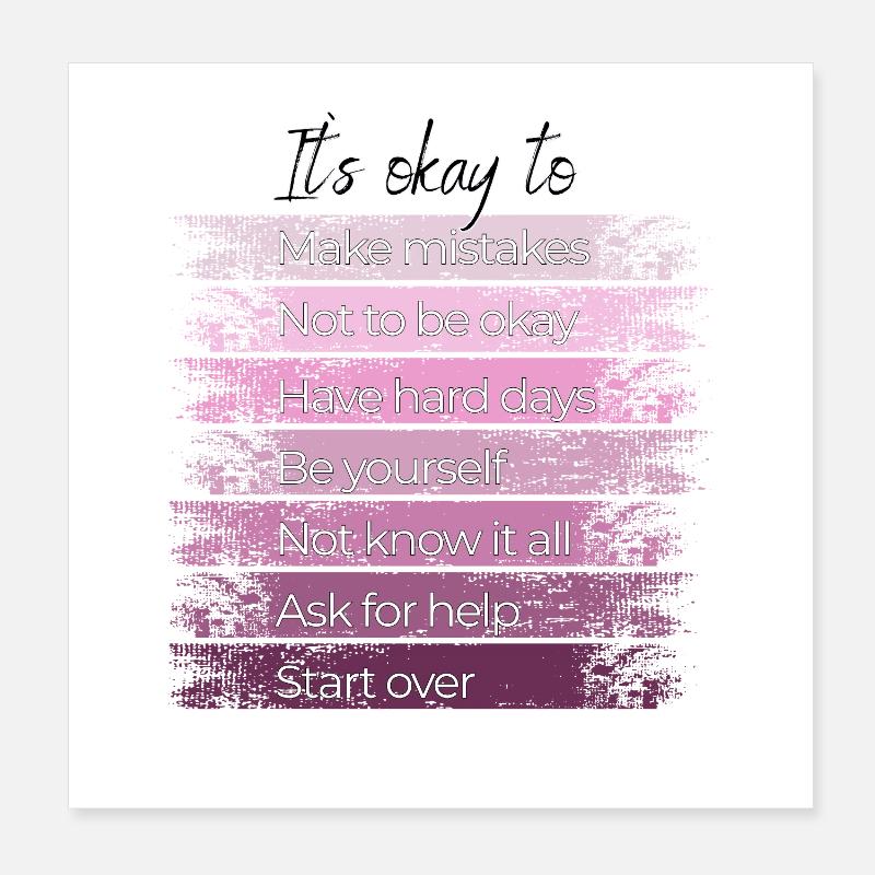 It's okay to start over. Poster 8" x 8" (20x20 cm)