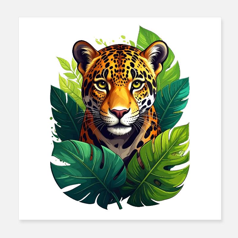 Ein Jaguar im Dschungel Poster 20x20 cm