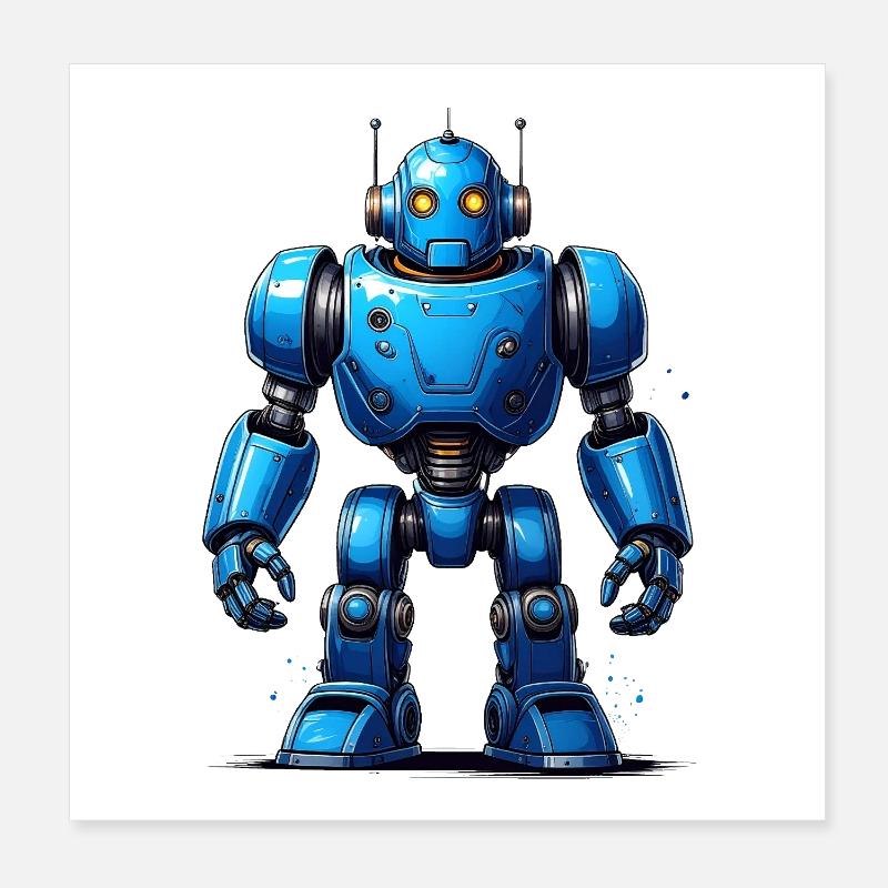 Blue robot Poster 8" x 8" (20x20 cm)