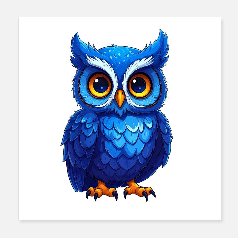 Niedliche blaue Eule Poster 20x20 cm