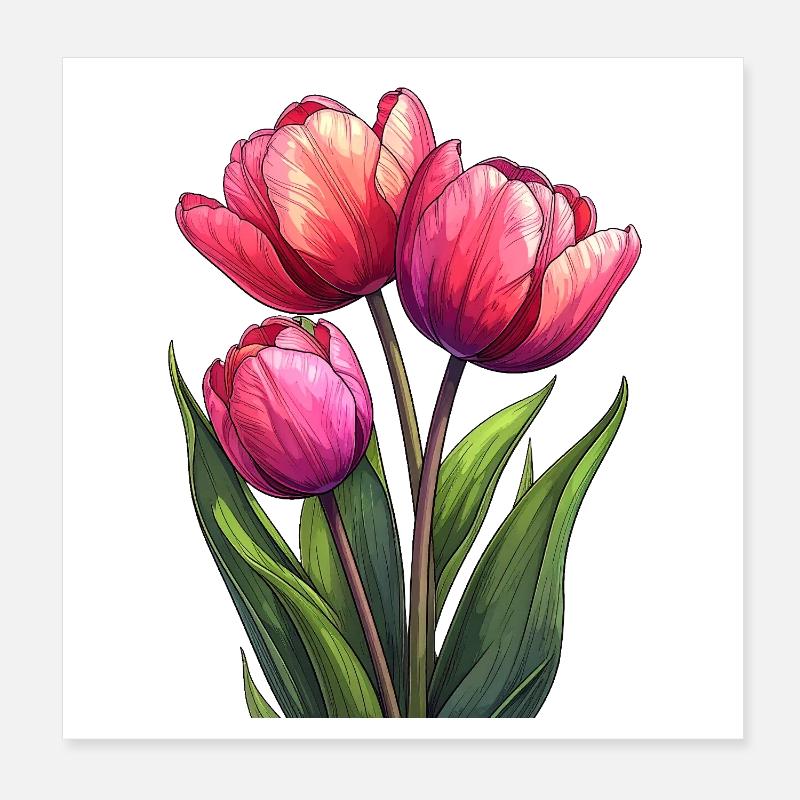 Tulipes pour le printemps Poster 20 x 20 cm