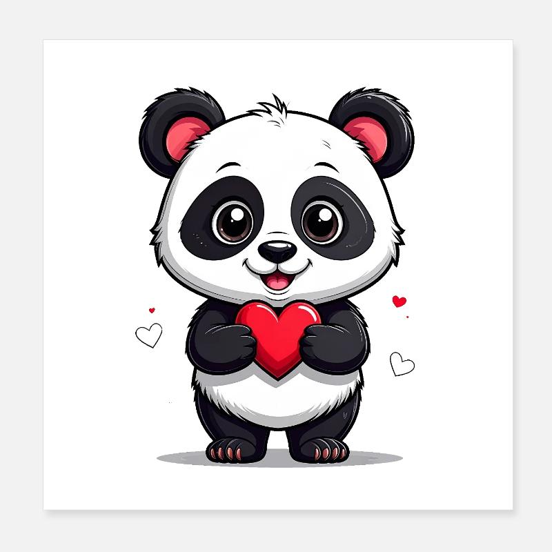 Panda mit Herz Poster 20x20 cm