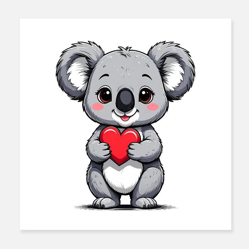 Koala with heart Poster 8" x 8" (20x20 cm)