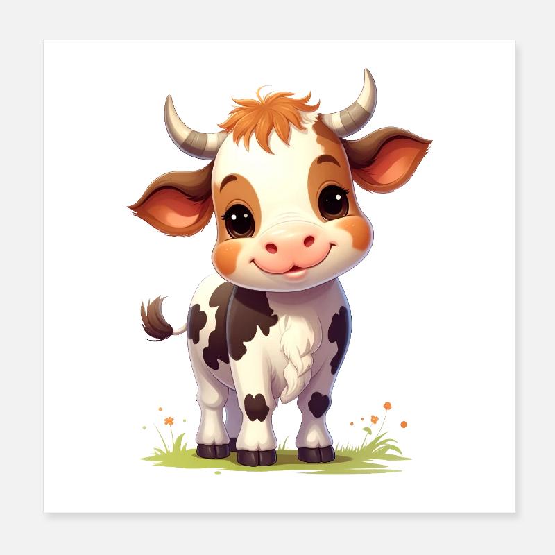 cute cow Poster 8" x 8" (20x20 cm)