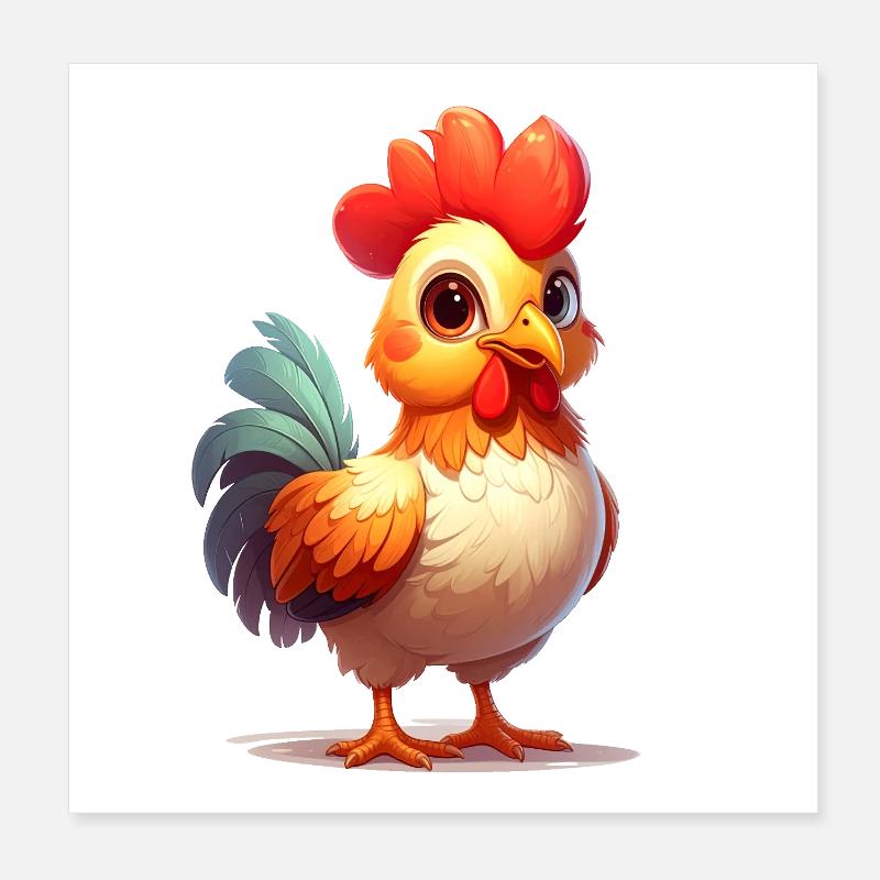 Cute Rooster Poster 8" x 8" (20x20 cm)