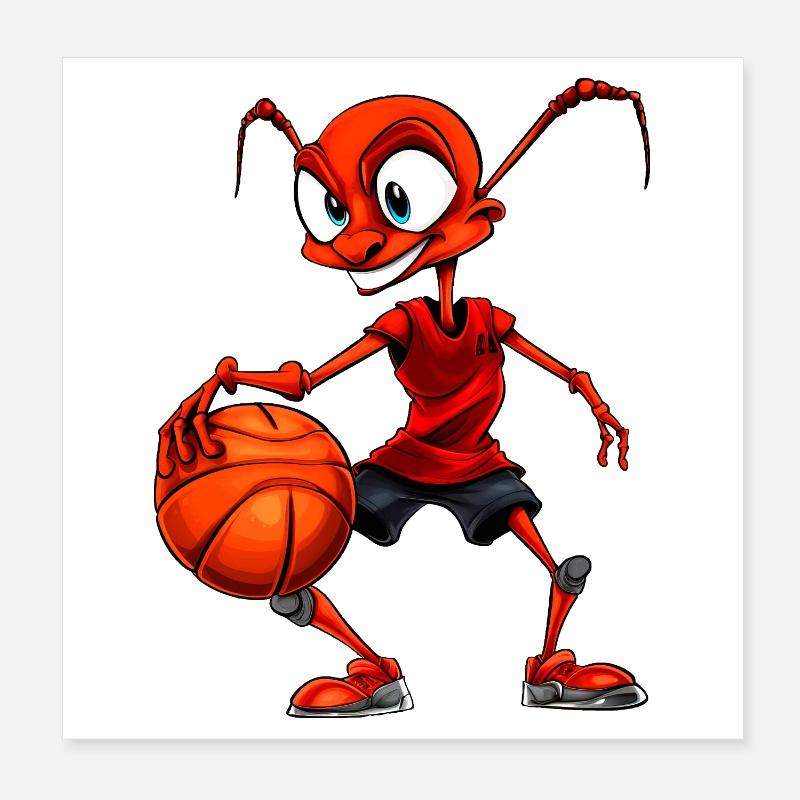 Basket-ball des Fourmis Poster 20 x 20 cm