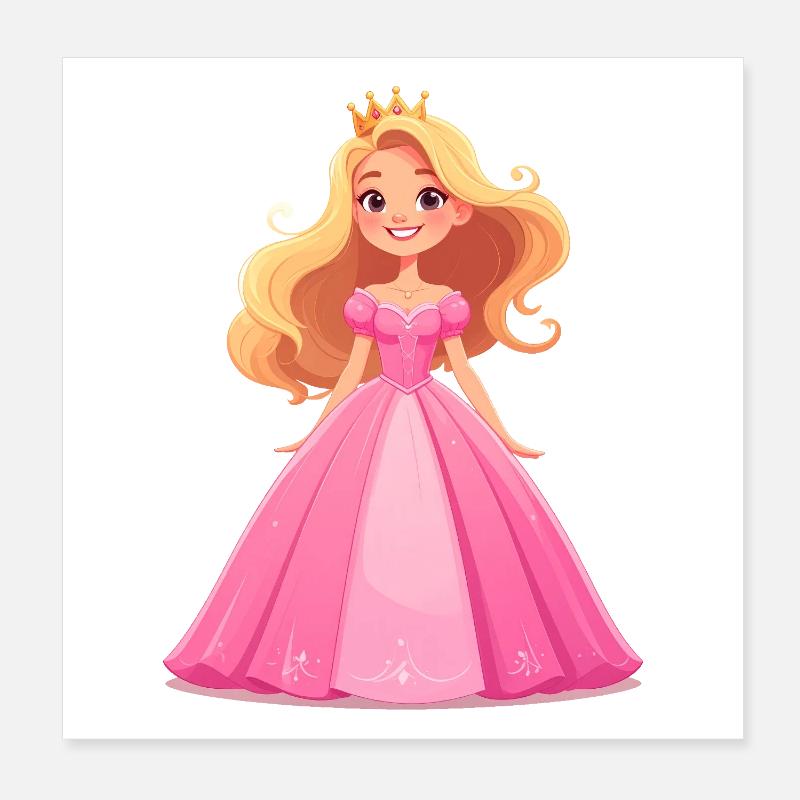 Princesse en robe rose Poster 20 x 20 cm