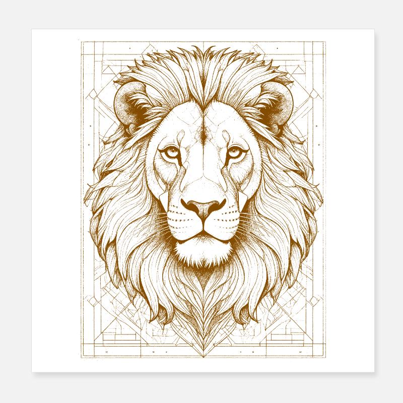 Geometrischer Löwenkopf mit Ornament Poster 20x20 cm