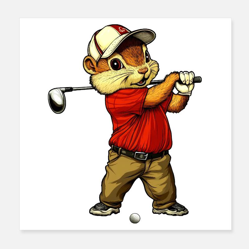 Streifenhörnchen Golf Poster 20x20 cm