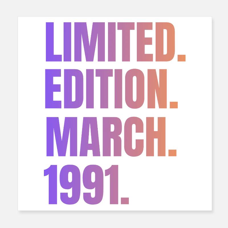 Édition Limitée Mars 1991 Poster 20 x 20 cm
