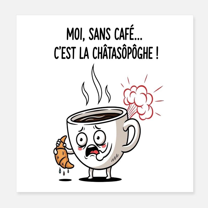 Dessin animé Café Crisis Mug Poster 20 x 20 cm