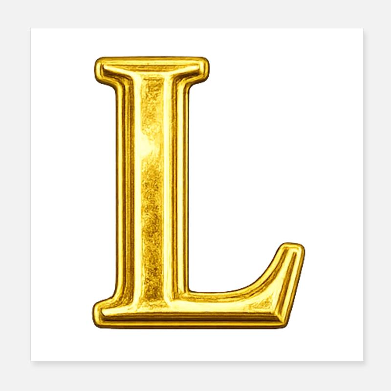 Golden L Monogram Poster 8" x 8" (20x20 cm)