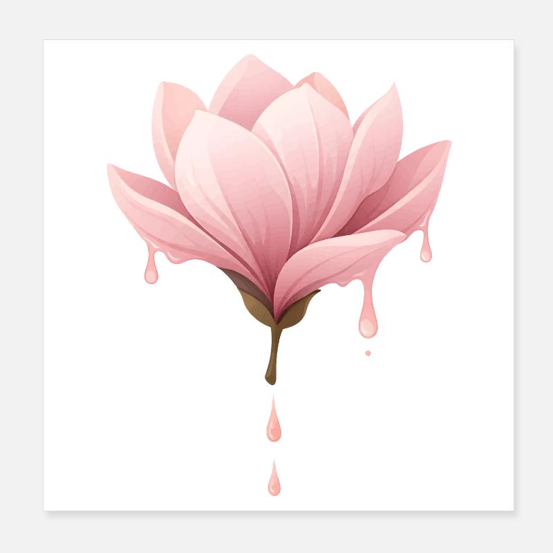 Illustration de la fleur de magnolia Fleur qui goutte Poster 20 x 20 cm
