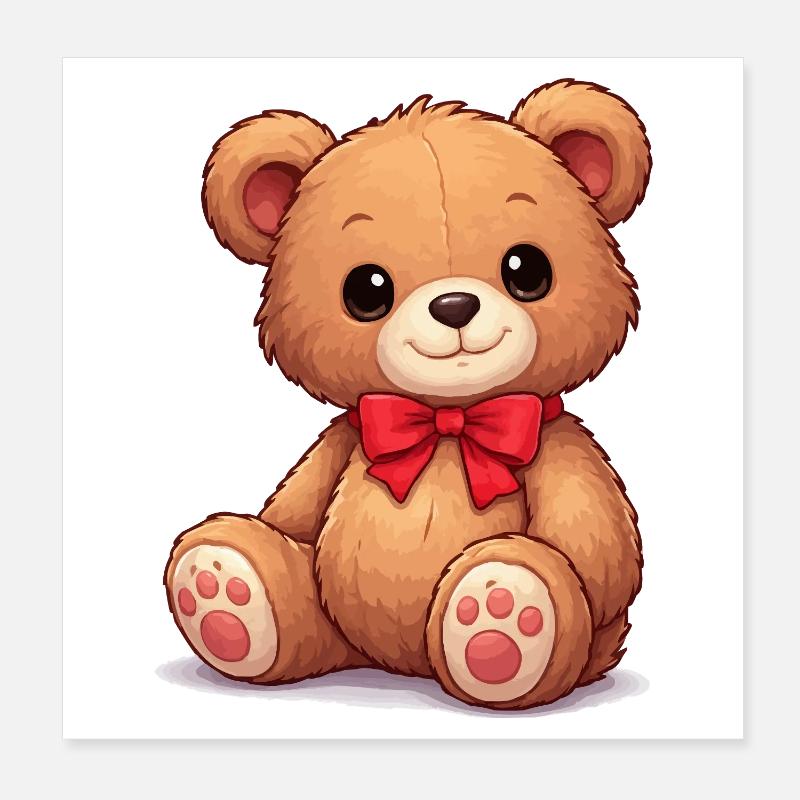 Ours en peaux avec ruban rouge Poster 20 x 20 cm