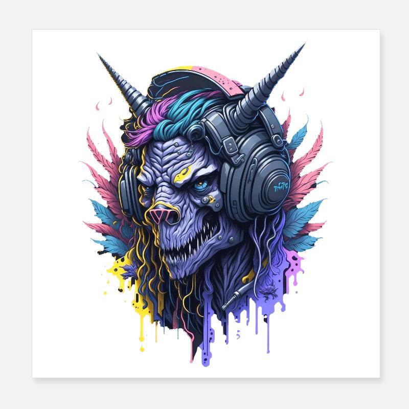 DJ Monster Neon  Poster 20x20 cm