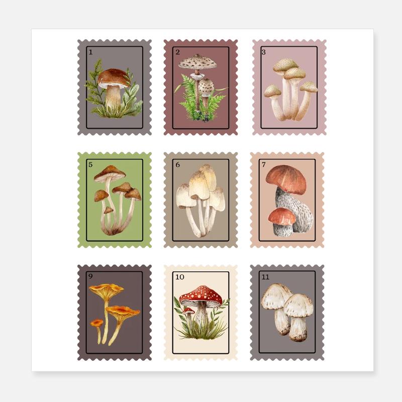 Mushroom Design Poster 8" x 8" (20x20 cm)