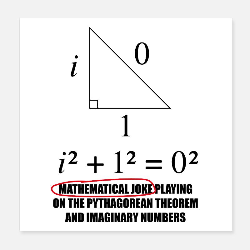 Motif mathématique drôle avec une blague sur Pythagore Poster 20 x 20 cm