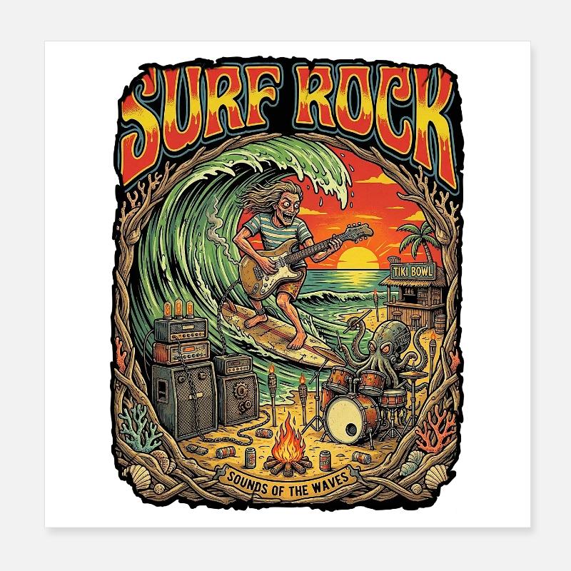 Fête de plage Surf Rock Poster 20 x 20 cm