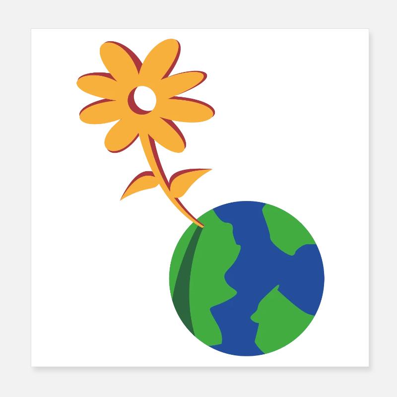 Fleur sur Terre ÉcoSymbiose Poster 20 x 20 cm