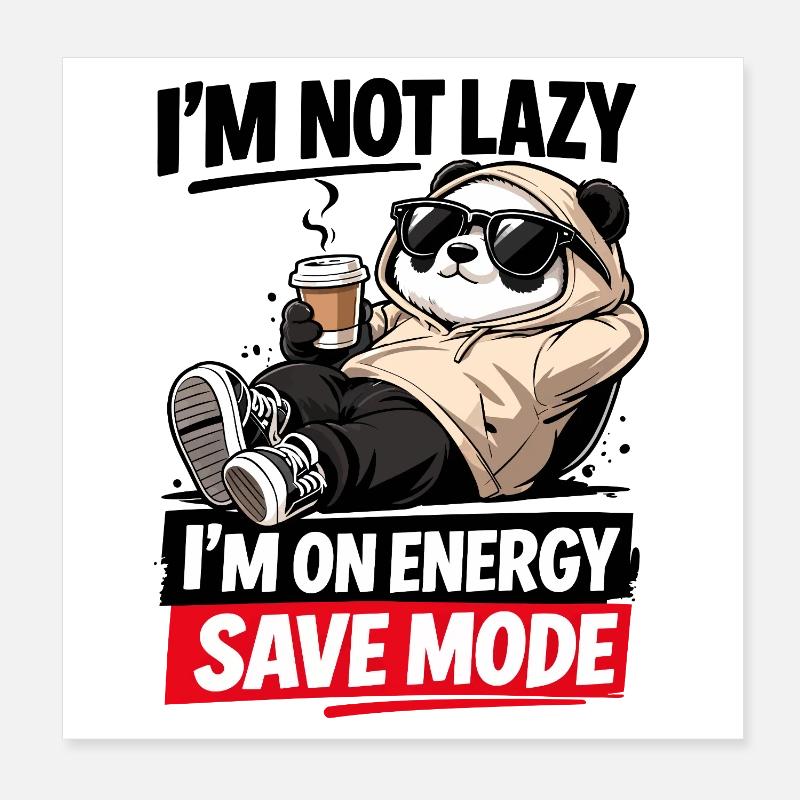Panda en mode économie d’énergie Poster 20 x 20 cm