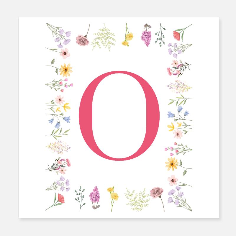 Floral initials "O", letters monogram Poster 8" x 8" (20x20 cm)