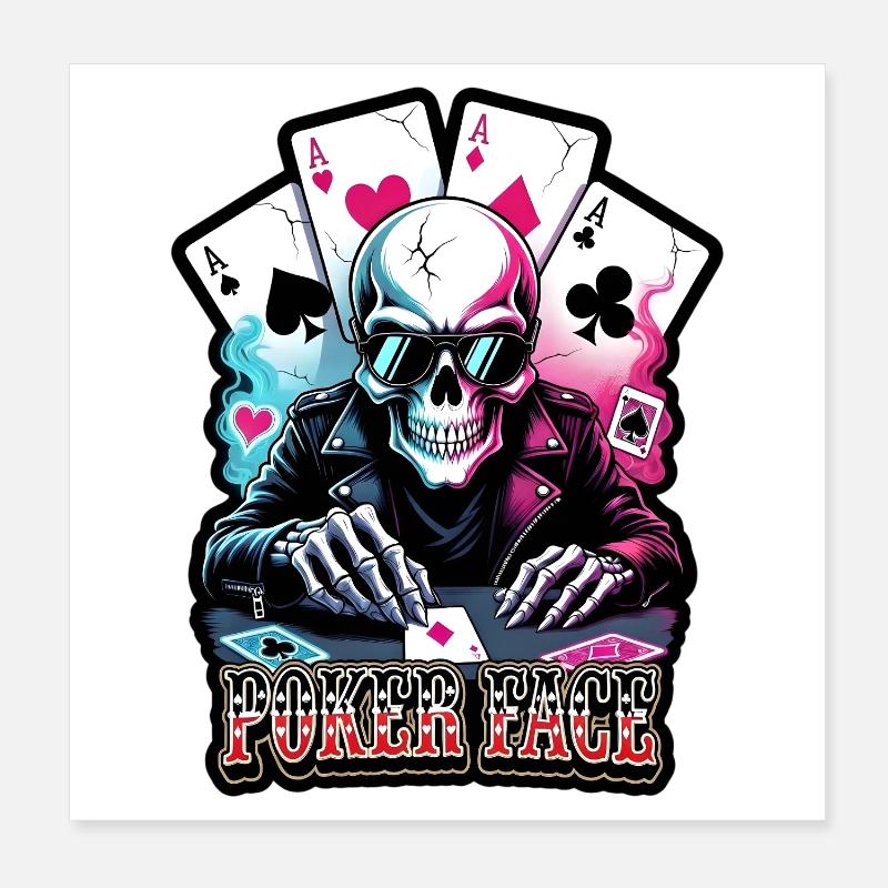 Look néon crâne de poker Poster 20 x 20 cm