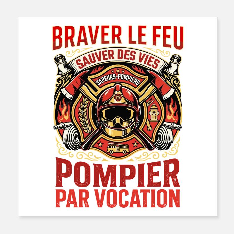 Pompier sapeur pompier feu héros vocation Poster 20 x 20 cm
