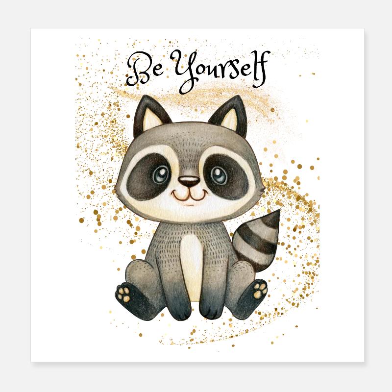 Süßer Waschbär auf Glitzer Poster 20x20 cm