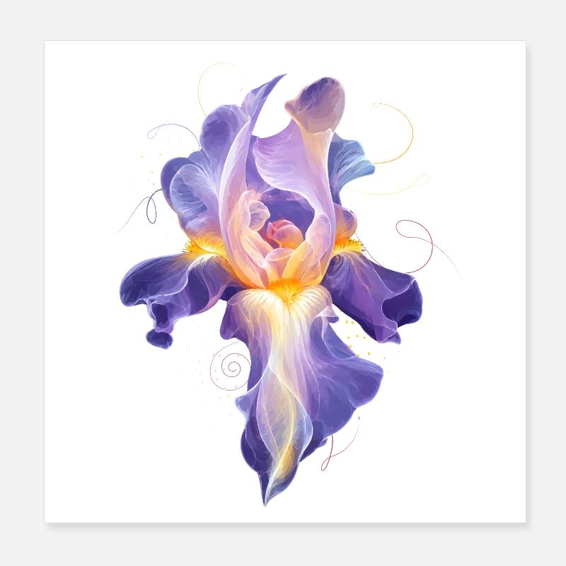 Motif floral abstrait de la fleur d’iris lumineuse Poster 20 x 20 cm