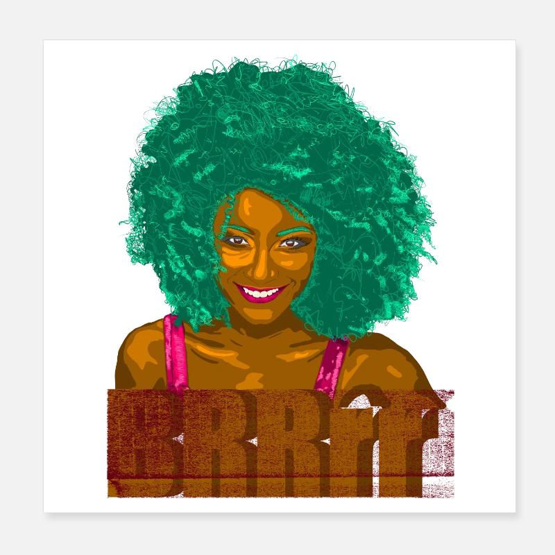 Portrait afro pop turquoise Poster 20 x 20 cm