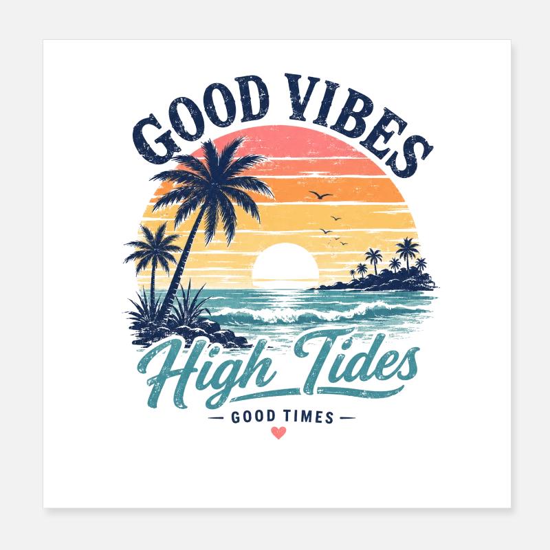 Vibes High Tides Sunset Poster 8" x 8" (20x20 cm)