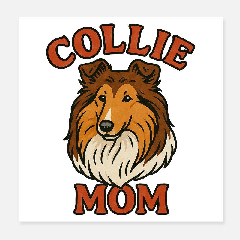 Portrait de la mère Collie Poster 20 x 20 cm