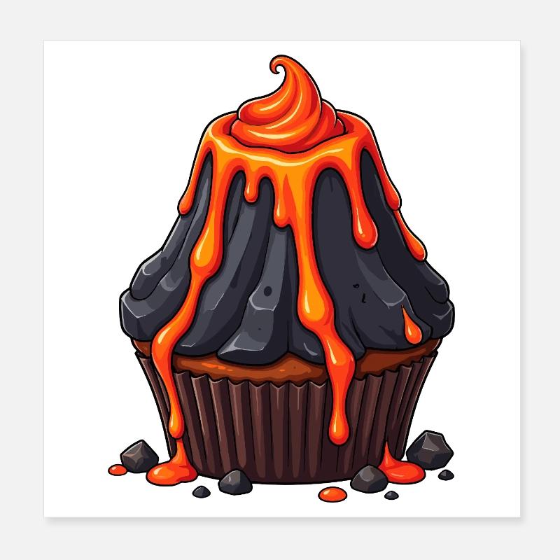 Cupcake à la lave volcanique Poster 20 x 20 cm