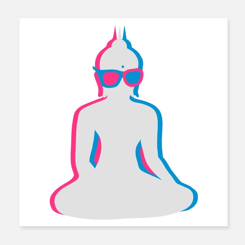 3D Bouddha avec lunettes 3D Poster 20 x 20 cm