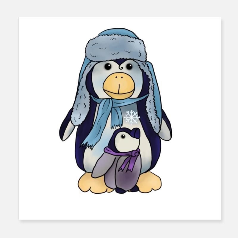 Pinguin mit Kind Poster 20x20 cm