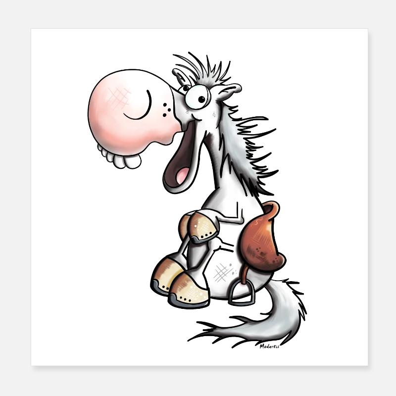 Cheval Rire Poster 20 x 20 cm