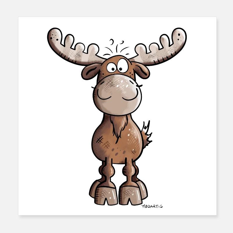 Funny Elk Poster 8" x 8" (20x20 cm)