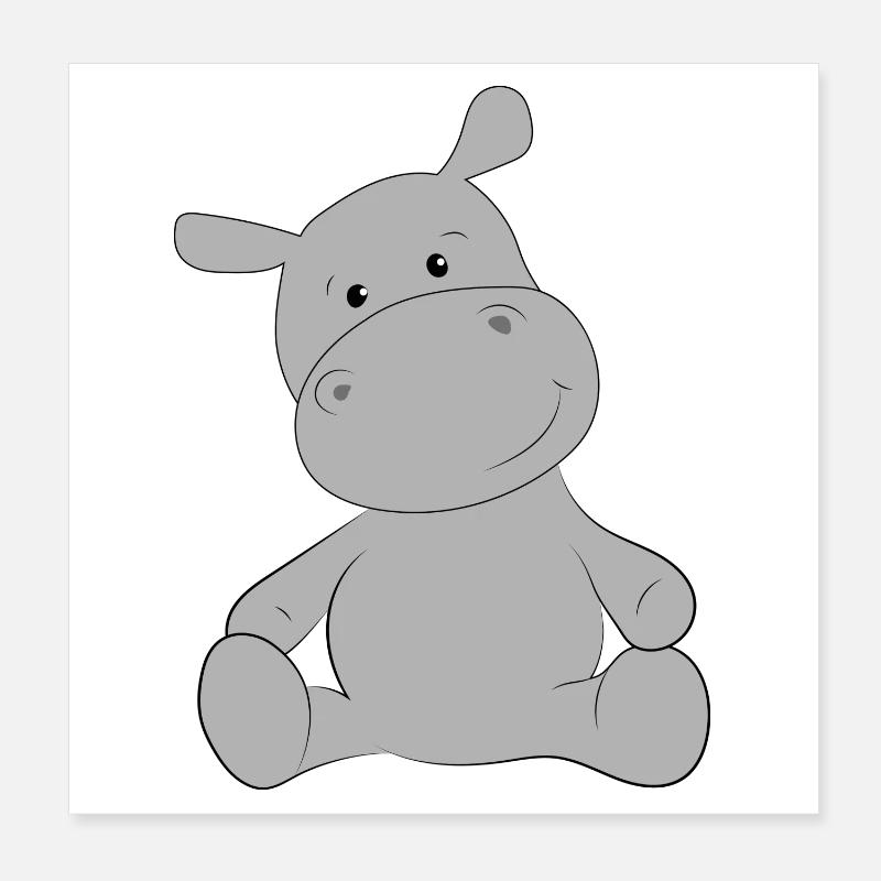 hippo Poster 8" x 8" (20x20 cm)