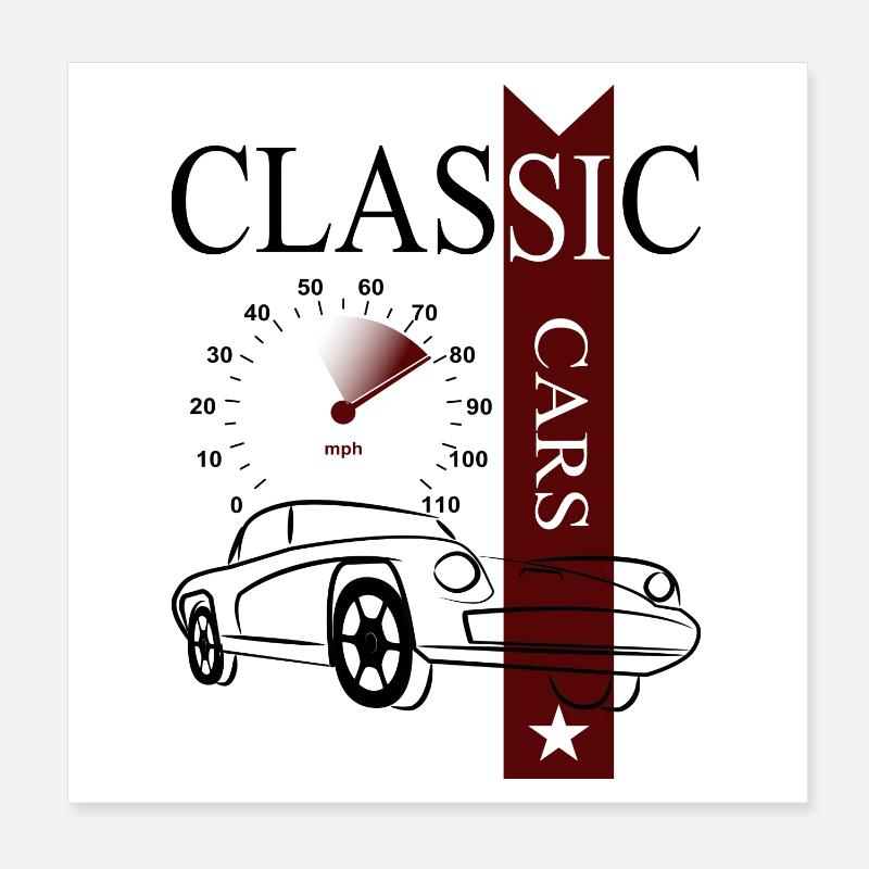 Voitures classiques automobiles Poster 20 x 20 cm