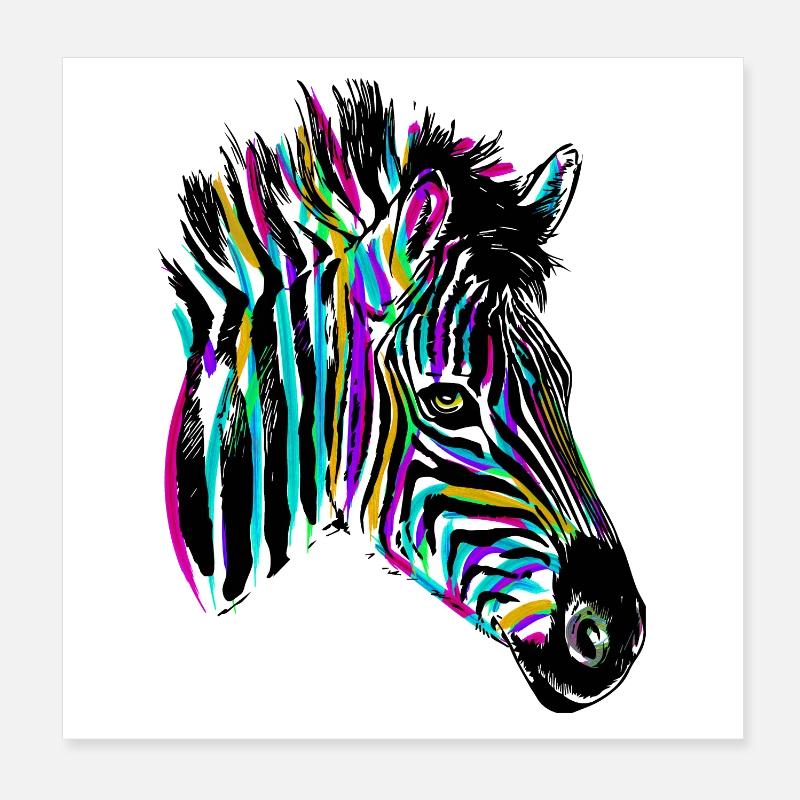 Colorful Zebra - Colored Zebra Poster 8" x 8" (20x20 cm)