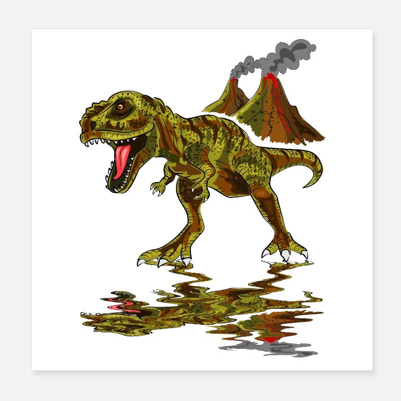 Dinosaurier Vulkan Poster 20x20 cm