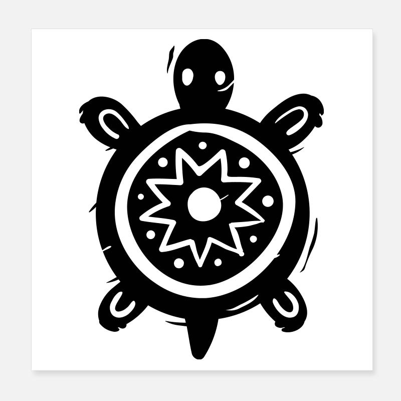 Turtle Tribal Poster 8" x 8" (20x20 cm)