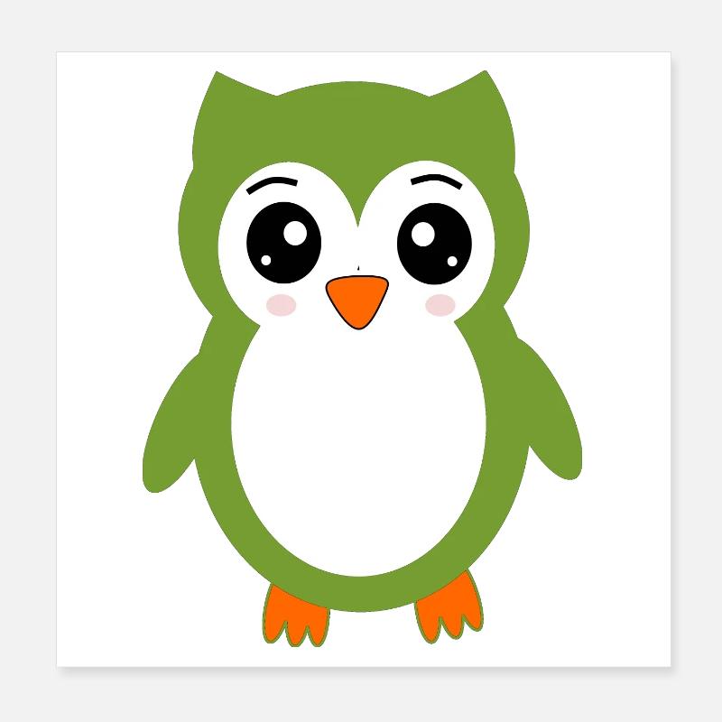 Eule grüne Eule Poster 20x20 cm