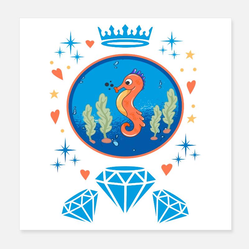 Diamanten Seepferd Abzeichen Poster 20x20 cm