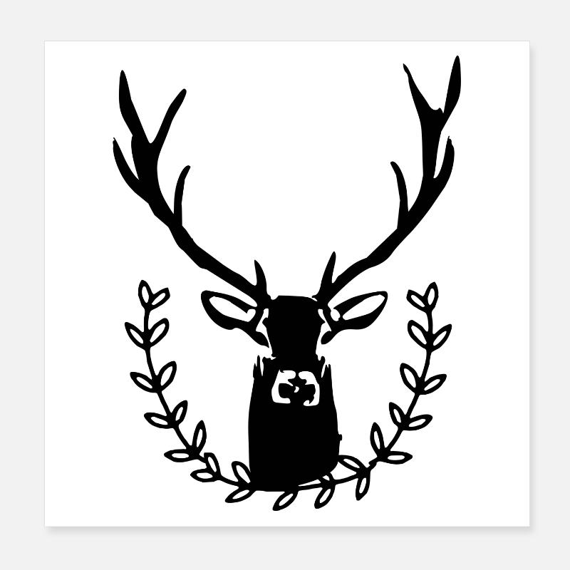 Cerf avec couronne de laurier Poster 20 x 20 cm